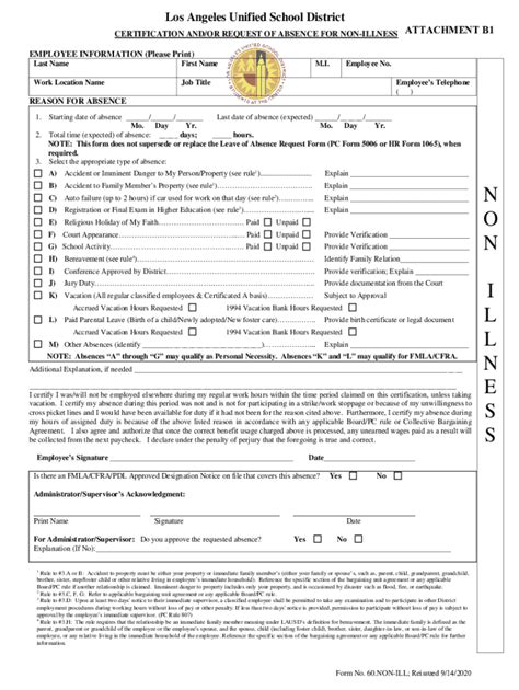 5 Tips For Filling Out Lausd Illness Form