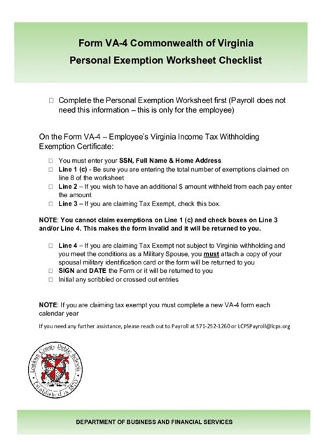 5 Tips For Filling Out Va-4 Personal Exemption Worksheet