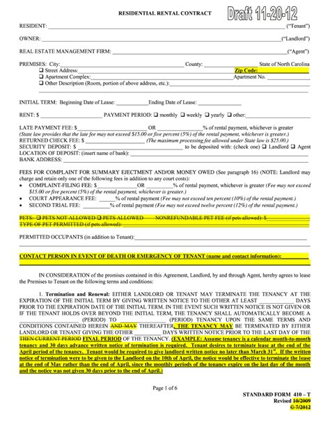 5 Tips For Nc Residential Lease Form 410 T