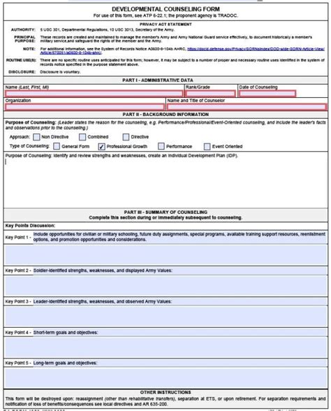 5 Tips For Us Army Counseling Form Fillable