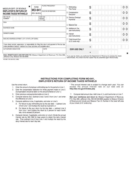 5 Tips To Fill Out Mo 941 Form Correctly