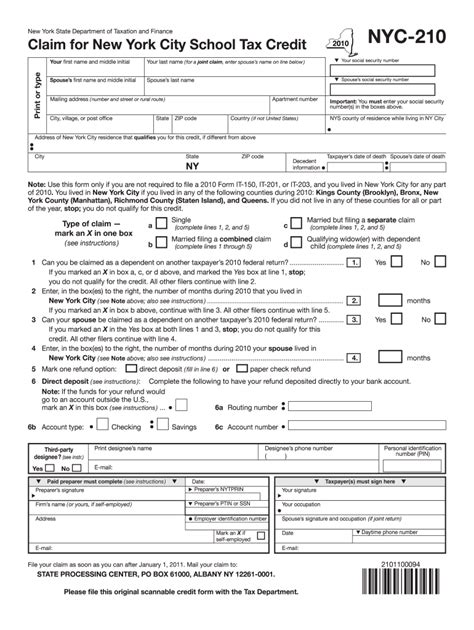 5 Tips To Fill Out Nyc 210 Tax Form