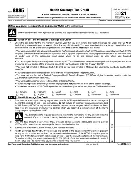 5 Ways To Claim Health Coverage Tax Credit Form 8885