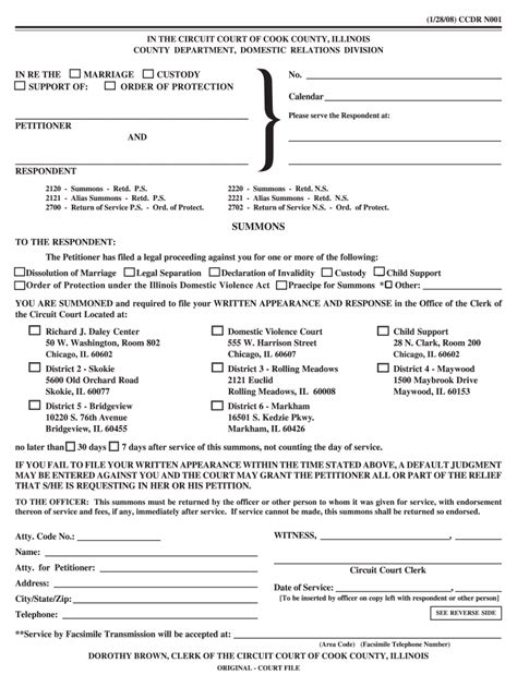 5 Ways To Complete A Cook County Summons Form