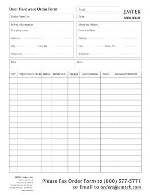 5 Ways To Complete An Emtek Order Form