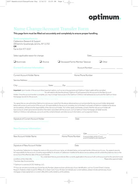 5 Ways To Complete An Optimum Account Transfer Form