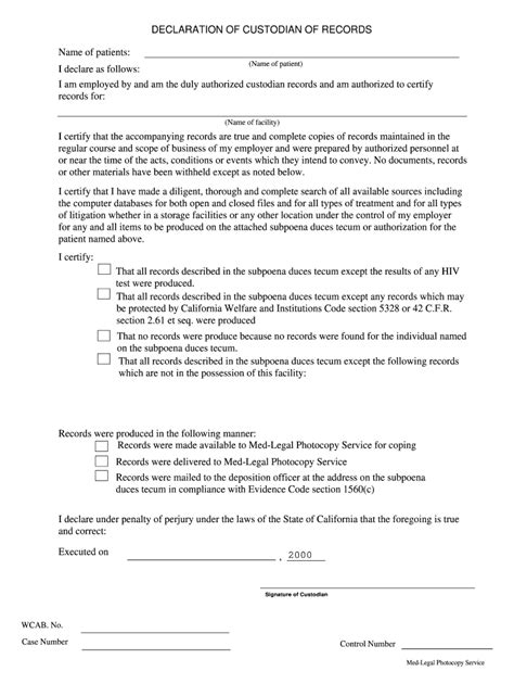 5 Ways To Complete California Custodian Of Records Form