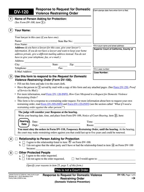 5 Ways To Complete Dv-120 Fillable Form Correctly