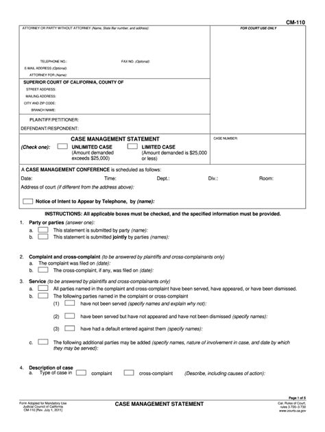 5 Ways To Complete Judicial Council Form Cm-110