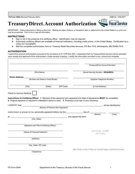 5 Ways To Complete Treasury Direct Account Authorization Form