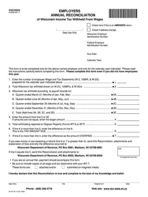 5 Ways To Complete Wisconsin Form Wt-7 Correctly