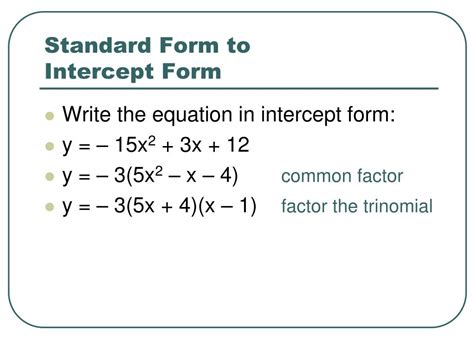 5 Ways To Convert Standard Form To Intercept Form Quadratic