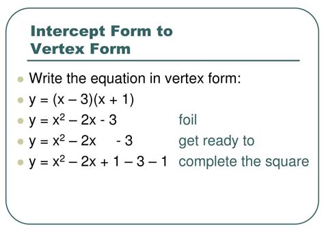 5 Ways To Convert Vertex To Intercept Form