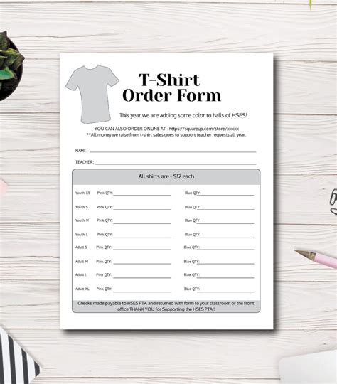 5 Ways To Create A Printable T Shirt Order Form