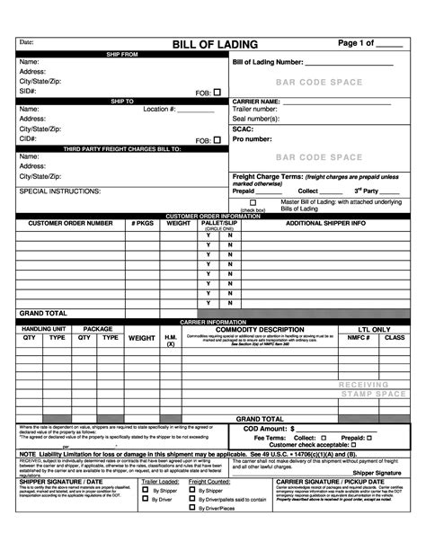 5 Ways To Create Bill Of Lading Form In Excel