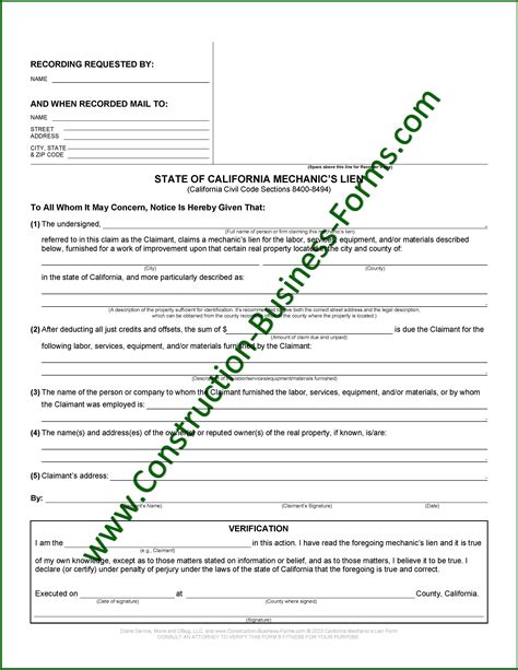 5 Ways To File A California Mechanics Lien Form