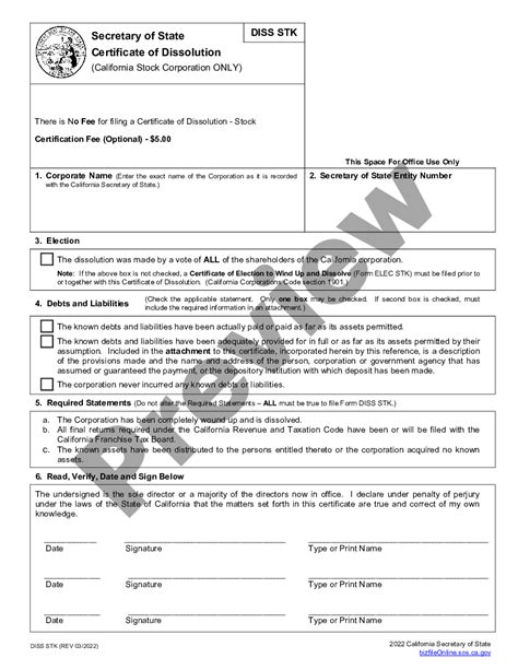 5 Ways To File Ca Dissolution Form