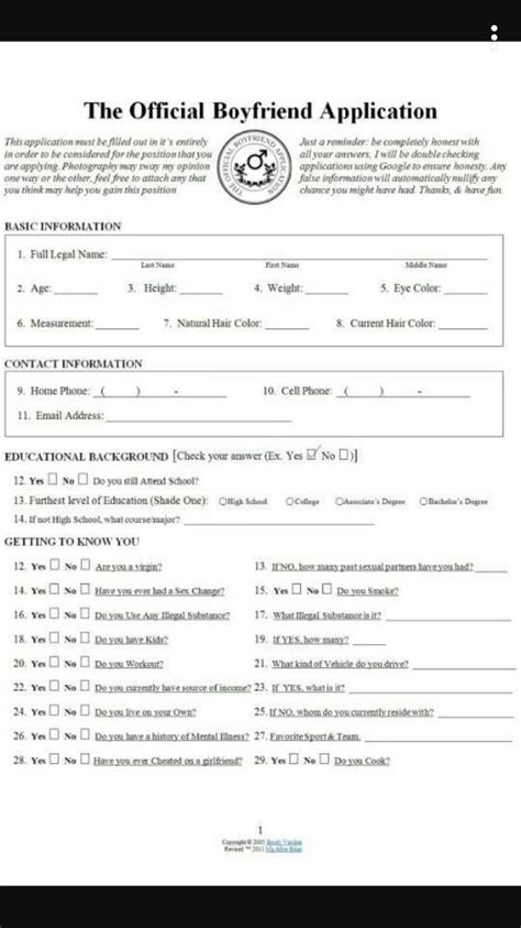 5 Ways To Fill A Hilarious Boyfriend Application Form