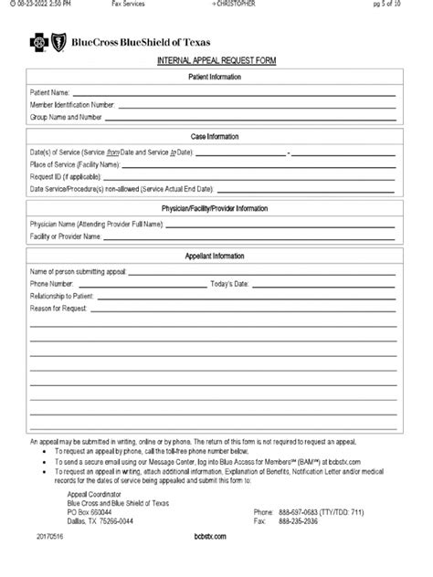 5 Ways To Fill Out Bcbs Tx Appeal Form