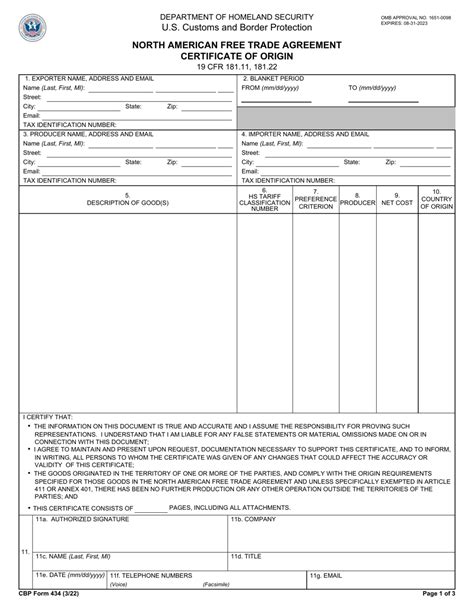 5 Ways To Fill Out Cbp Form 434 Certificate Of Origin