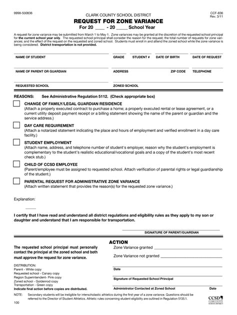 5 Ways To Fill Out Ccsd Zone Variance Form