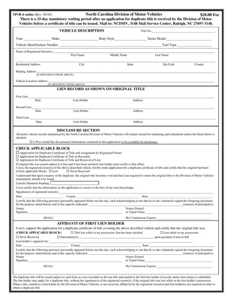 5 Ways To Fill Out Nc Mvr 4 Form Correctly