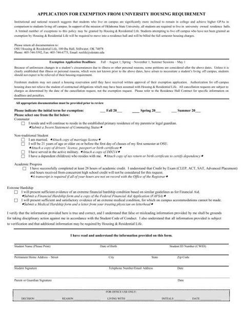 5 Ways To Fill Out Osu Housing Exemption Form