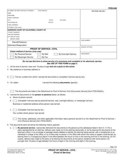 5 Ways To Fill Out Proof Of Service Form California