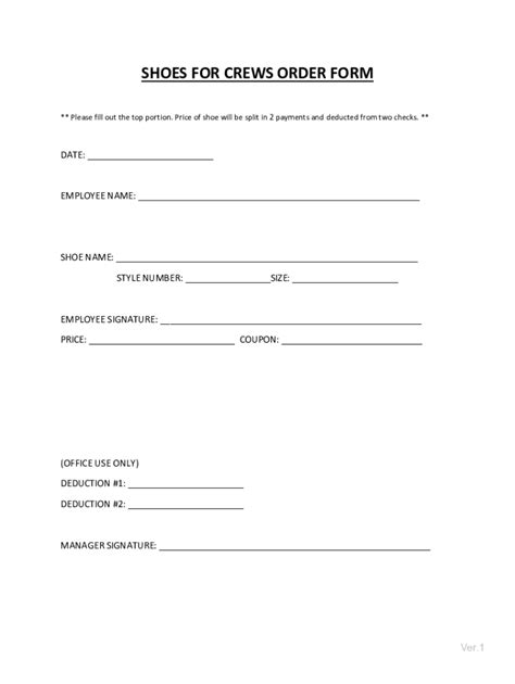 5 Ways To Fill Out Shoes For Crews Order Form