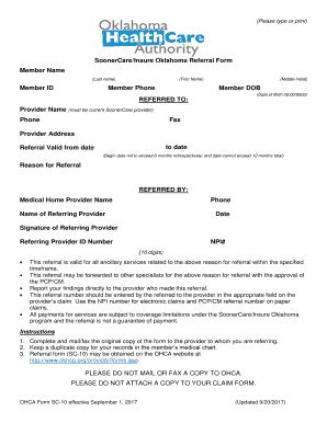 5 Ways To Fill Out Soonercare Referral Form