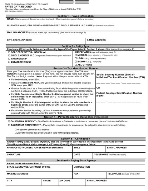 5 Ways To Fill Out Std 204 Form California