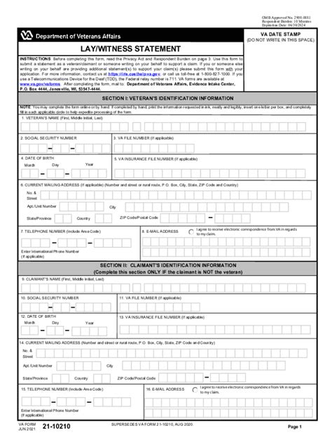 5 Ways To Fill Out Va Form 21-10210