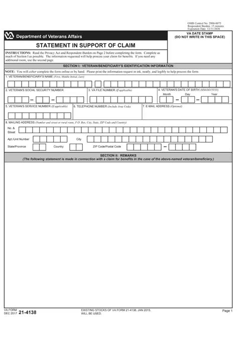 5 Ways To Fill Out Va Form 21-4138