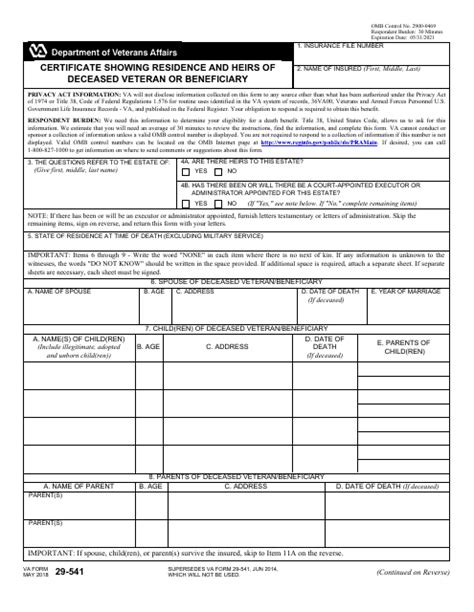 5 Ways To Fill Out Va Form 29-541