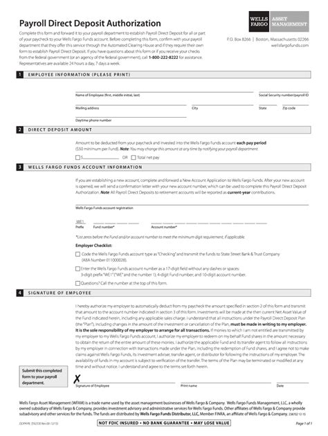 5 Ways To Fill Out Wells Fargo Direct Deposit Form