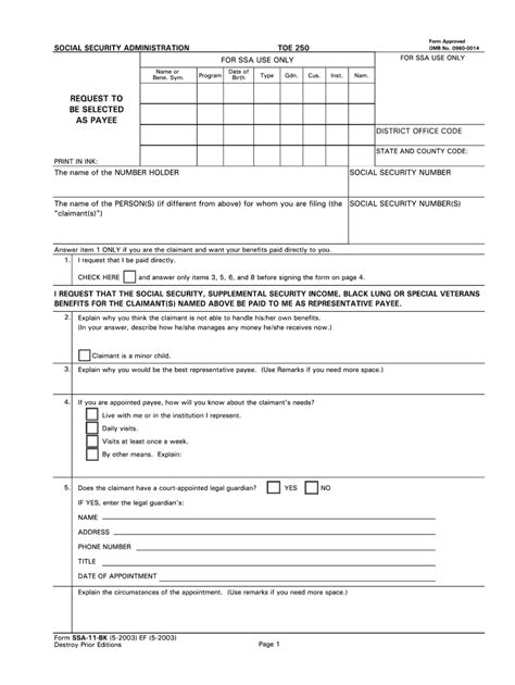 5 Ways To Fill Ssa-11-Bk Printable Form Easily