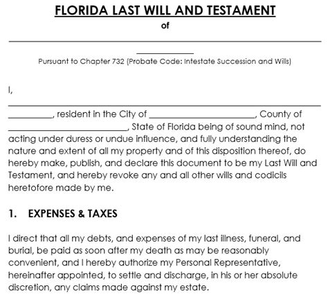 5 Ways To Get A Free Florida Last Will Form