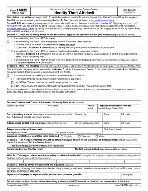 5 Ways To Get Irs Form 14039 Printable