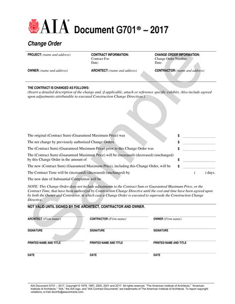 5 Ways To Master Aia G701 Change Order Form