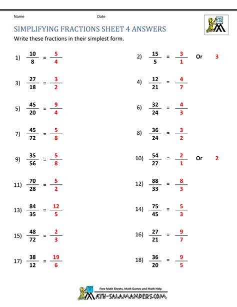 5 Ways To Simplify Fractions With Worksheets