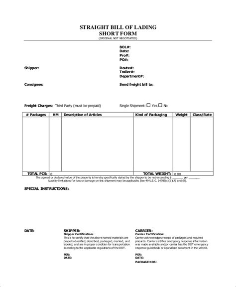 5 Ways To Understand Straight Bill Of Lading Short Form