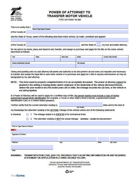 5 Ways To Use A Texas Dmv Power Of Attorney Form