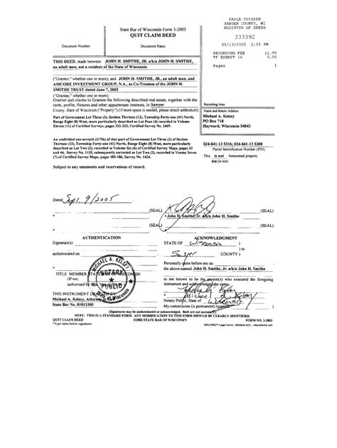 5 Ways To Use Wisconsin Quit Claim Deed Form 3 2003