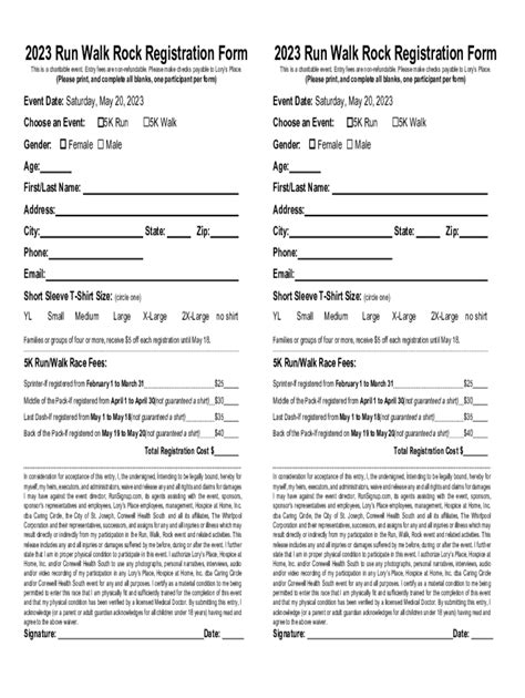 5k Registration Form Template Download