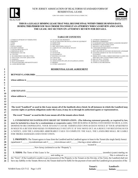 6 Essentials Of Nj Realtors Standard Form Of Lease Application