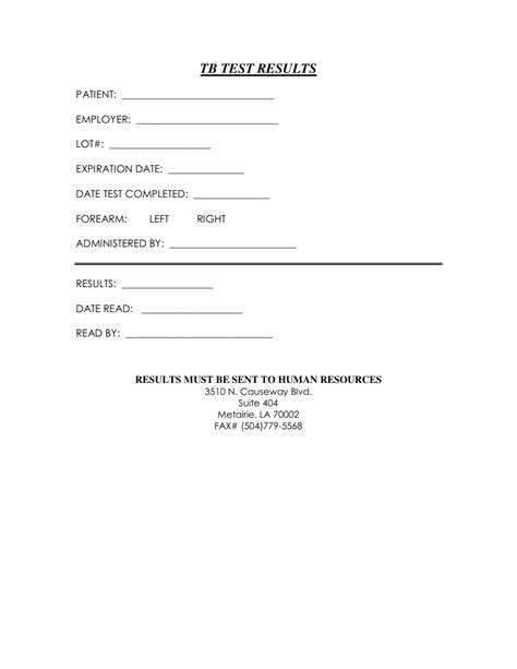 6 Free Printable Tb Test Forms For Employment