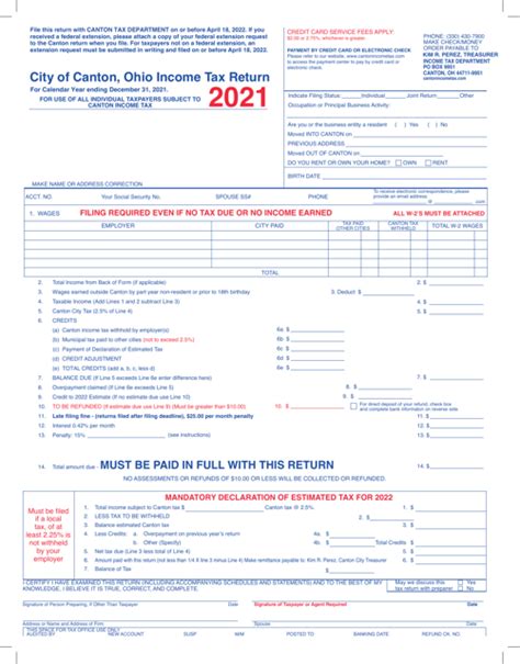 6 Ways To Fill Out Canton City Tax Form