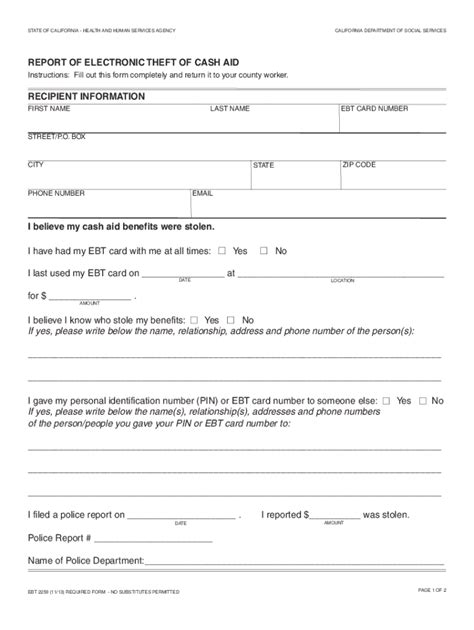 6 Ways To Fill Out Ebt 2259 Form