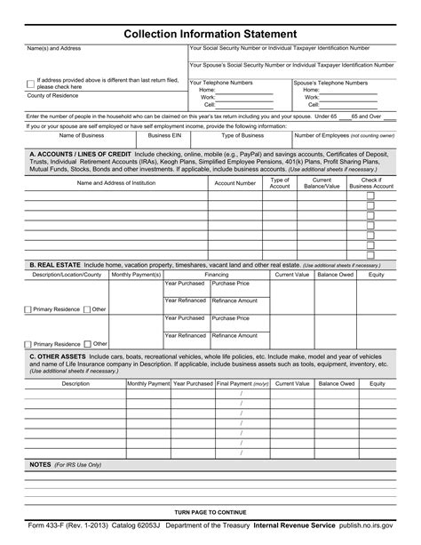 6 Ways To Fill Out Irs Form 433-F Correctly