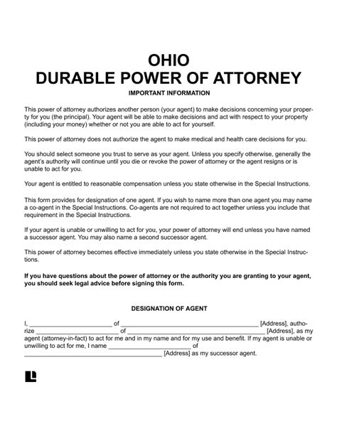 7 Essential Facts On Ohio Durable Power Of Attorney Form